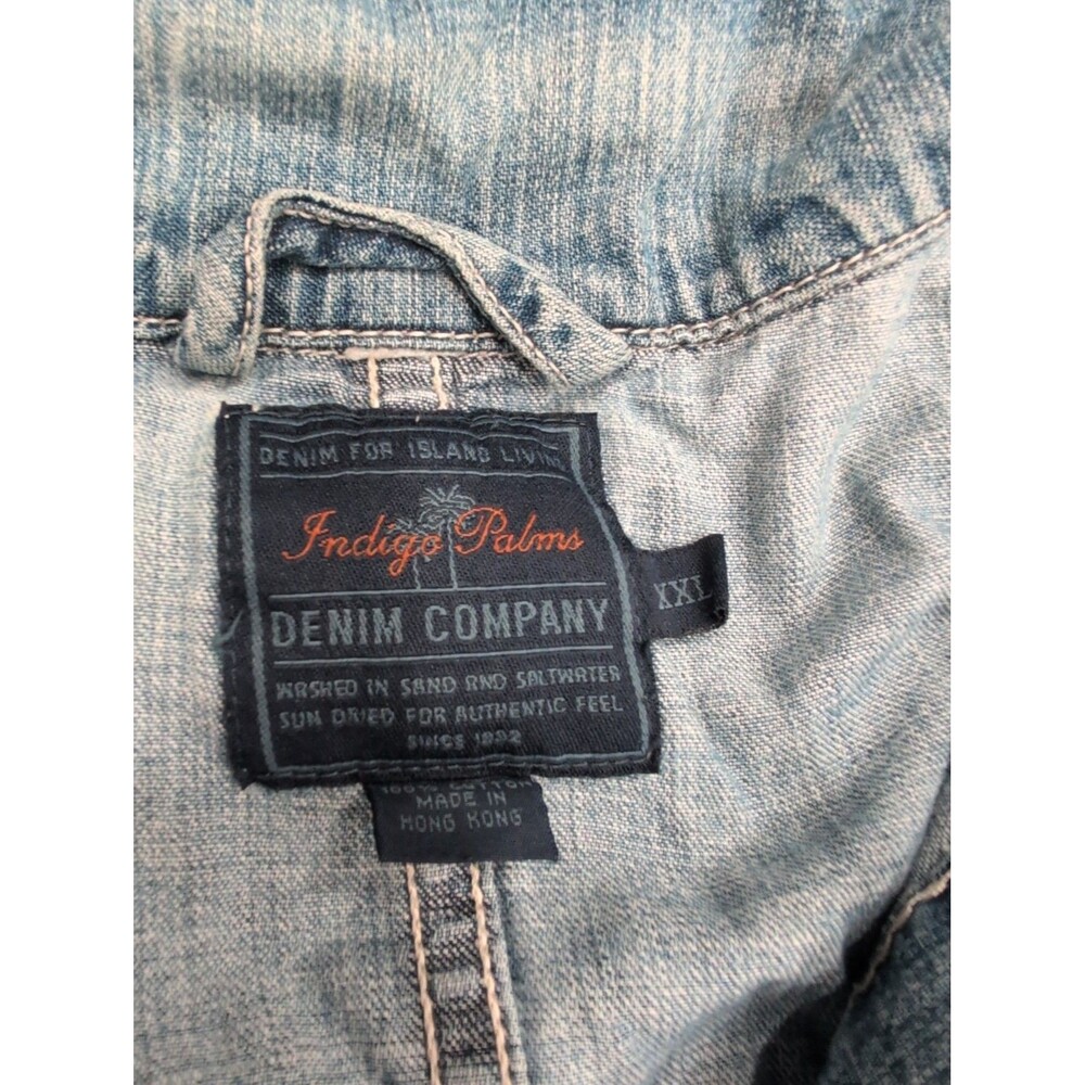 Tommy Bahama Indigo Palms Denim Chore Button Up Shacket/Jacket Distressed XXL - Picture 3 of 12